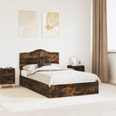 vidaXL Tárolós Ágy fejtámlával Füstölt tölgy 135 x 190 cm Faanyag