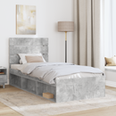 vidaXL Ágykeret fejtámlával Beton Szürke 90 x 190 cm Tömör fenyőfa