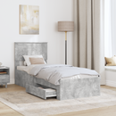 vidaXL Ágykeret fiókkal Beton szürke és ezüst 70 x 190 cm Szerelt Fa