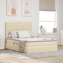 vidaXL Ágy tárolóval és matraccal fejtámlával Krém 140 x 200 cm szövet