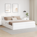 vidaXL Ágy tárolóval és matraccal matracmal tárolóval 2 pcs Fehér Bőr