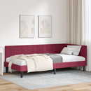 vidaXL Sarokágy keret fejtámlával Bordó 100 cm x 200 cm Bársony