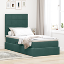 vidaXL Ágy tárolóval és matraccal Sötétzöld 90 x 200 cm Bársony