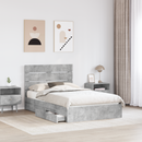 vidaXL Tárolós Ágy fejtámlával Beton Szürke 135 x 190 cm Faanyag