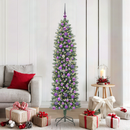 vidaXL Mű Karcsú Karácsonyi Fa 300 LED-del Zöld és Fehér 180 cm