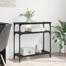 vidaXL Konzolasztal polcokkal Fekete tölgy 75 x 29 x 75 cm Faanyag