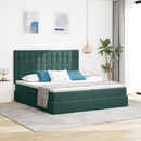 vidaXL Tárolós Ágy matracmal tárolóval Sötétzöld 200 x 200 cm Bársony