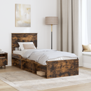 vidaXL Ágykeret fejtámlával Füstölt tölgy 75 x 190 cm Tömör fenyőfa