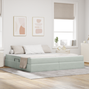 vidaXL Ágy tárolóval és matraccal Világosszürke 200 x 200 cm Bársony