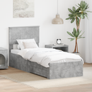 vidaXL Ágykeret fiókkal Beton szürke és ezüst 70 x 190 cm Szerelt Fa