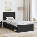 vidaXL Ágykeret fejtámlával Fekete 90 x 200 cm Tömör fenyőfa