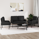 vidaXL Ülőgarnitúrák párnával 3 pcs Fekete 115 x 56 x 80 cm Furnér