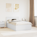 vidaXL Ágykeret LED -es lámpákkal Fehér 135 x 190 cm Faanyag