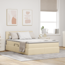 vidaXL LED tárolós ágy matraccal Krém 140 x 200 cm Szövet