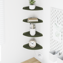 vidaXL Lebegő polc polcokkal tárolóval 4 pcs Olajzöld 18 x 18 x 2 cm