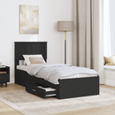 vidaXL Ágykeret fiókkal Fekete és Ezüst 75 x 190 cm Szerelt Fa