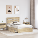 vidaXL Tárolós Ágy fejtámlával Sonoma tölgy 120 x 200 cm Faanyag
