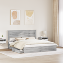 vidaXL Tárolós Ágy fejtámlával Szürke Sonoma 180 x 200 cm Faanyag