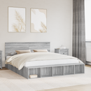 vidaXL Ágykeret polcokkal tárolóval Szürke Sonoma 200 x 200 cm Faanyag