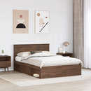vidaXL Ágykeret fejtámlával Barna Tölgy 140 x 200 cm Tömör fenyőfa