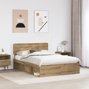 vidaXL Ágykeret fejtámlával Művészi tölgy 150 x 200 cm Tömör fenyőfa