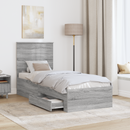 vidaXL Ágykeret fejtámlával Szürke Sonoma és ezüst 70 x 190 cm Faanyag