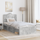 vidaXL Ágykeret fejtámlával Beton Szürke 90 x 190 cm Tömör fenyőfa