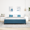 vidaXL Boxrugós ágy matracmal Sötét kék 180 x 200 cm szövet