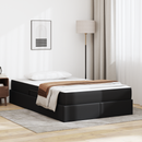 vidaXL Ágy tárolóval és matraccal matracmal tárolóval 2 pcs Fekete Bőr
