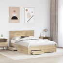 vidaXL Ágykeret fiókkal tárolóval Sonoma Tölgy 140 x 190 cm Szerelt Fa
