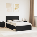 vidaXL Ágykeret fejtámlával Fekete 135 x 190 cm Tömör fenyőfa