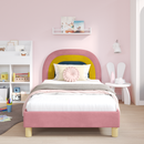 vidaXL Gyerekágy kerettel fejtámlával Rózsaszín 90 x 190 cm Bársony
