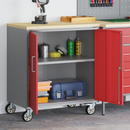 vidaXL Trolley Rolling Workbench Piros és Szürke 75 x 45 x 85 cm