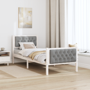 vidaXL Ágykeret fejtámlával Világosszürke 75 x 190 cm Tömör fenyőfa