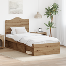 vidaXL Ágykeret fejtámlával Művészi tölgy 75 x 190 cm Tömör fenyőfa