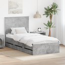 vidaXL Ágykeret fiókkal tárolóval Beton Szürke 90 x 200 cm Mérnöki Fa