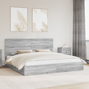 vidaXL Tárolós Ágy fejtámlával Szürke Sonoma 200 x 200 cm Faanyag
