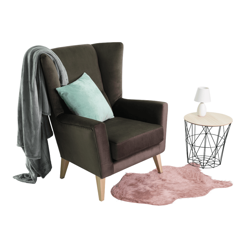 Fotel-füles, taupe-szürke-barna/bükk, RODEZA