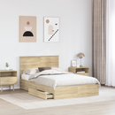 vidaXL Tárolós Ágy fejtámlával Sonoma tölgy 135 x 190 cm Faanyag