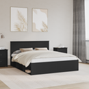 vidaXL Ágykeret fejtámlával Fekete 160 x 200 cm Tömör fenyőfa