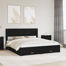 vidaXL Ágykeret fejtámlával fiókkal Fekete tölgy 180 x 200 cm Faanyag