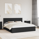 vidaXL Ágykeret fiókkal fejtámlával Fekete 180 x 200 cm Mérnöki Fa