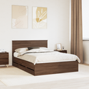 vidaXL Ágykeret fiókkal tárolóval Barna Tölgy 135 x 190 cm Mérnöki Fa