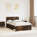 vidaXL Ágykeret fejtámlával Füstölt tölgy 120 x 190 cm Tömör fenyőfa