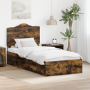 vidaXL Ágykeret fejtámlával fiókkal Füstölt tölgy 90 x 190 cm Faanyag