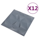 vidaXL Fali panelek 12 pcs Gyémánt Szürke 50 x 50 cm XPS Hab