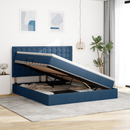 vidaXL LED tárolós ágy matraccal Kék 160 x 200 cm Szövet