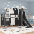 vidaXL Gyerekek Loft Ágykerete Egyszínű Fekete 90 x 190 cm Fém