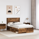 vidaXL Ágykeret fejtámlával Öreg fa 135 x 190 cm Tömör fenyőfa