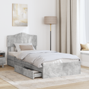 vidaXL Tárolós Ágy fejtámlával Beton Szürke 70 x 190 cm Faanyag